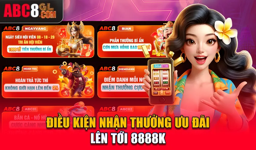 Điều kiện nhận thưởng ưu đãi lên tới 8888K